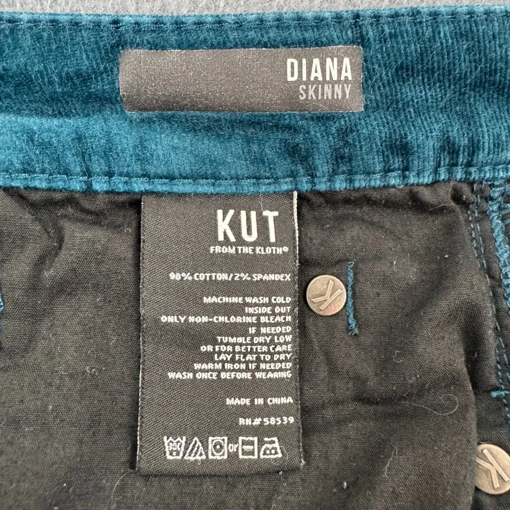 KUT from the Kloth Diana Skinny Womens 18 Teal‎ Blue Corduroy Pants KP488MK5U